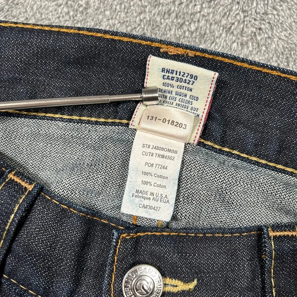 VTG True Religion Bobby Mens Dark Wash Straight Leg Jeans Men 38x28 USA Indigo
